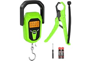 ORIA Digital Fish Scale With Ruler and Gripper, Baggage Weighing Scale, Backlit LCD Display, Portable for Outdoor Fishing (Gr