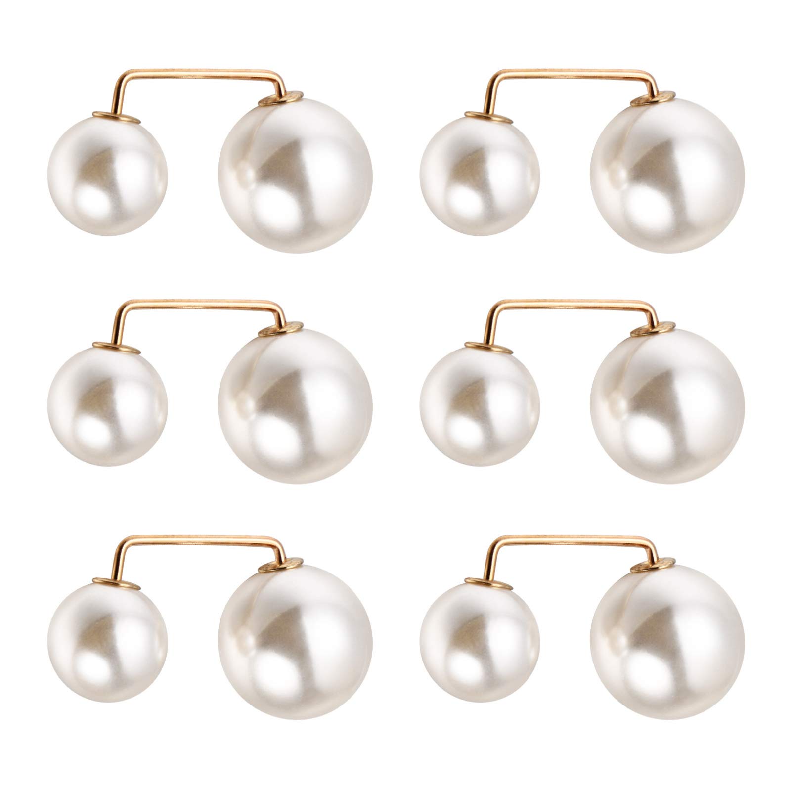 HEALLILY Faux Pearl Brooch Sweater Shawl Clips Women Brooch Pins Scarf Brooches Corsage Jewelry Vintage Shirts Brooches for Women Girls 6Pcs White