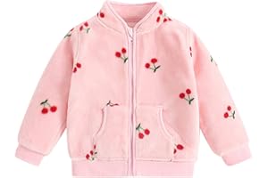 Boys and Toddlers' Polar Fleece Full-Zip Jacket Stand Collar Baby Girls Windproof Cartoon Coat Winter Warm Outwear