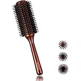 O BRUSHZOO Boar Bristle Round Brush for Blow Drying, Straightening, Styling - Adds Shine and Volume for Women and Men (2.5in)