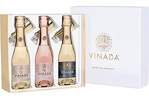 Vinada - Non Alcoholic Wine - Chardonnay, Sparkling Gold, & Sparkling Rosé Gift Pack - 200 ml (3 Glass Bottles)