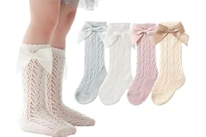 CHUNG Toddler Baby 0-7Years Girls Cotton Knee High Socks Cute Bowknot Party School Uniform Casual Stockings Over Calf