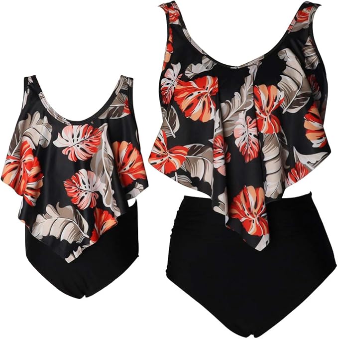 Family Matching Swimsuit Bikinis Clothes Summer Father Daughter Outfits Mommy and Me Swimsuit 
