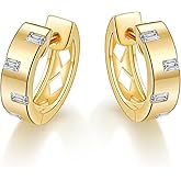 LEONIDS D Color VVS1 Clarity Moissanite Hoop Earrings for Women 14K Gold Plated 925 Sterling Silver Hoops Earring Hypoallergenic Small Moissanite Earrings Birthday Gift for Her