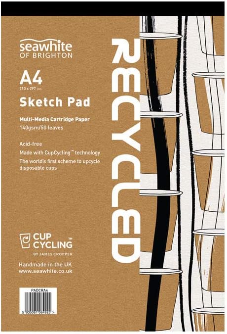 Seawhite CupCycling™ Cartridge Paper Pad A4 (29.7 x 21cm), Sea-White
