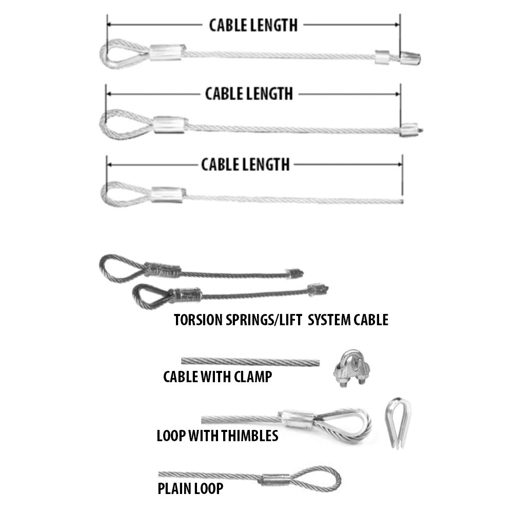 12ft Length Torsion Springs/Lift System Cable with Plain Loop on one