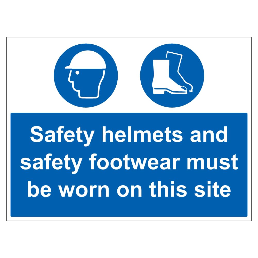V Safety Safety Helmets & Footwear Must Be Worn - Correx® 600 x 450 mm Safety Sign