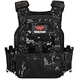 YAKEDA Tactical Outdoor Vest for Men /1000D Nylon Quick Release Laser-Cutting Modular Lightweight Vest