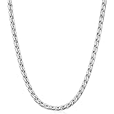 Fiusem Silver Tone Cardano Chain for Men Women, 3.5mm Stainless Steel Mens Chain Necklaces