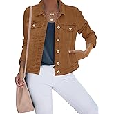 luvamia Women's Basic Button Down Stretch Fitted Long Sleeves Denim Jean Jacket