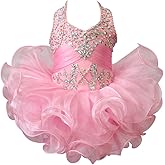 Junguan Toddler Girls Halter Pageant Cupcake Dresses Little Baby Short Ball Gowns with Crystals 2020 MN058