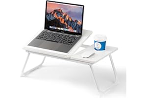 BYMECOST Laptop Desk for Bed Couch, Adjustable Foldable Bed Table with Cup Holder, Breakfast Serving Tray, Portable Laptop Lap Desk Stand for Working Reading Writing Eating Gaming in Bed Sofa Floor