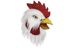 MOLEZU Rooster Mask Chicken Head Mask for Adult, Animal Cock Latex Props for Halloween Cosplay Costume Party Masquerade, White