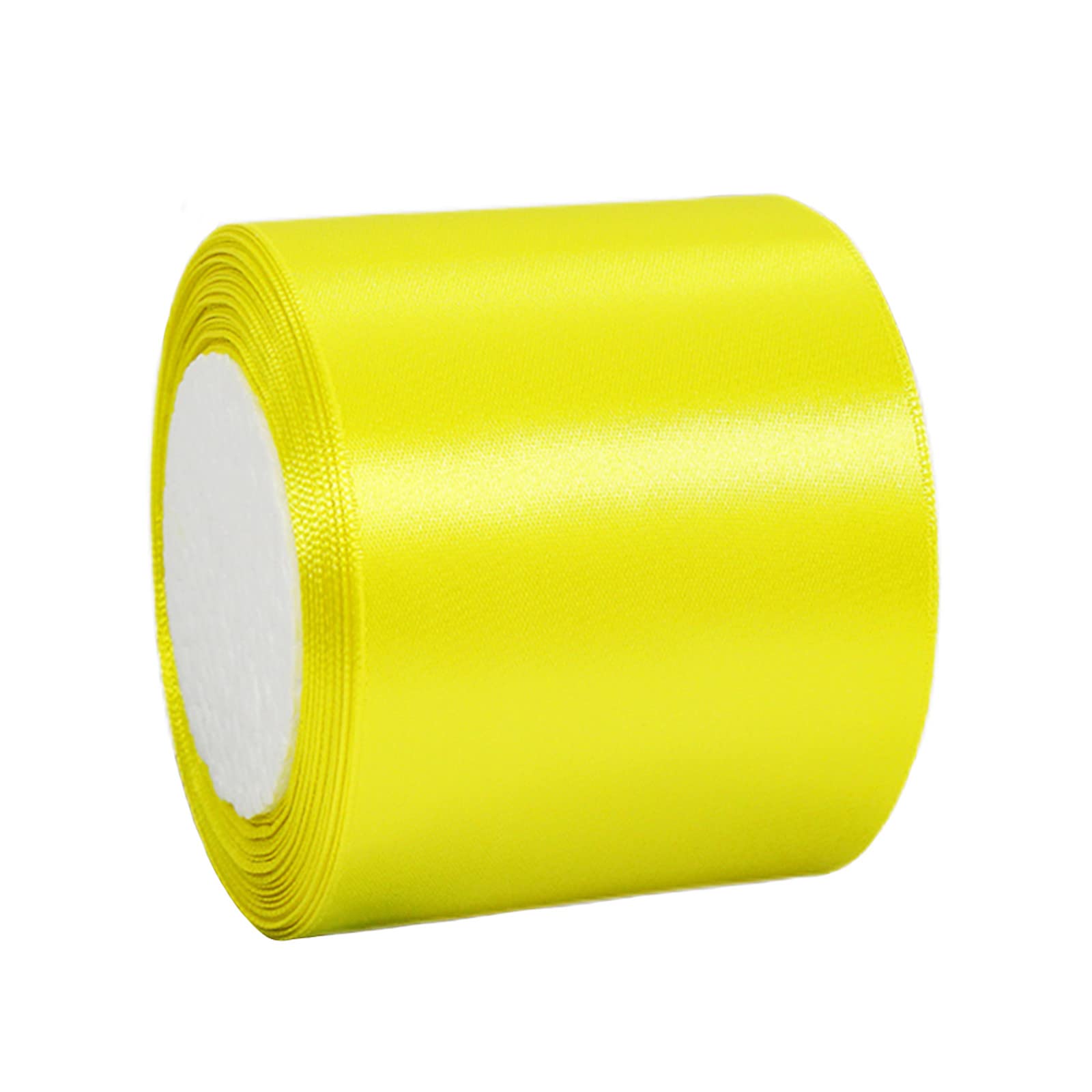 75mm Wide Thick Lemon Yellow Ribbon for Gift Wrapping,22m 3Inch Large Fabric Satin Ribbon Yellow Bow for Gift Wrapping,Ribbons for Crafting,Bouquets,Wedding Car,Presents,Cake,Christmas Decorations