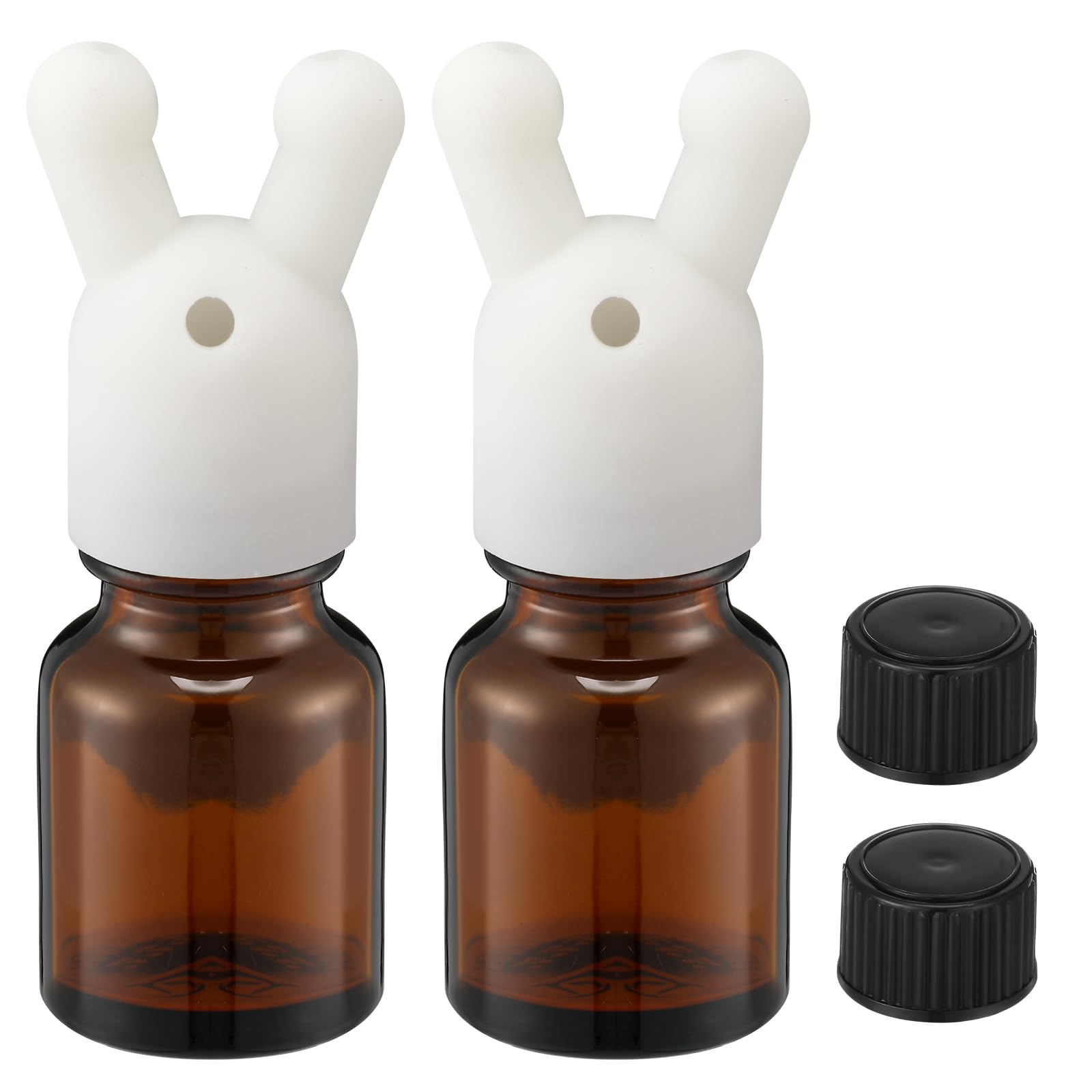 Photo 1 of Chunful 2 Pcs Essential Oil Inhaler Leakproof Double Hole Aroma Nasal Inhaler Cap Mini Perfume Dispenser Bottle for Enhances Aromatherapy (White)