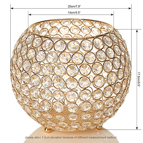 VINCIGANT Gold Crystal Bowl Candle Holders Centerpieces for Dining Room