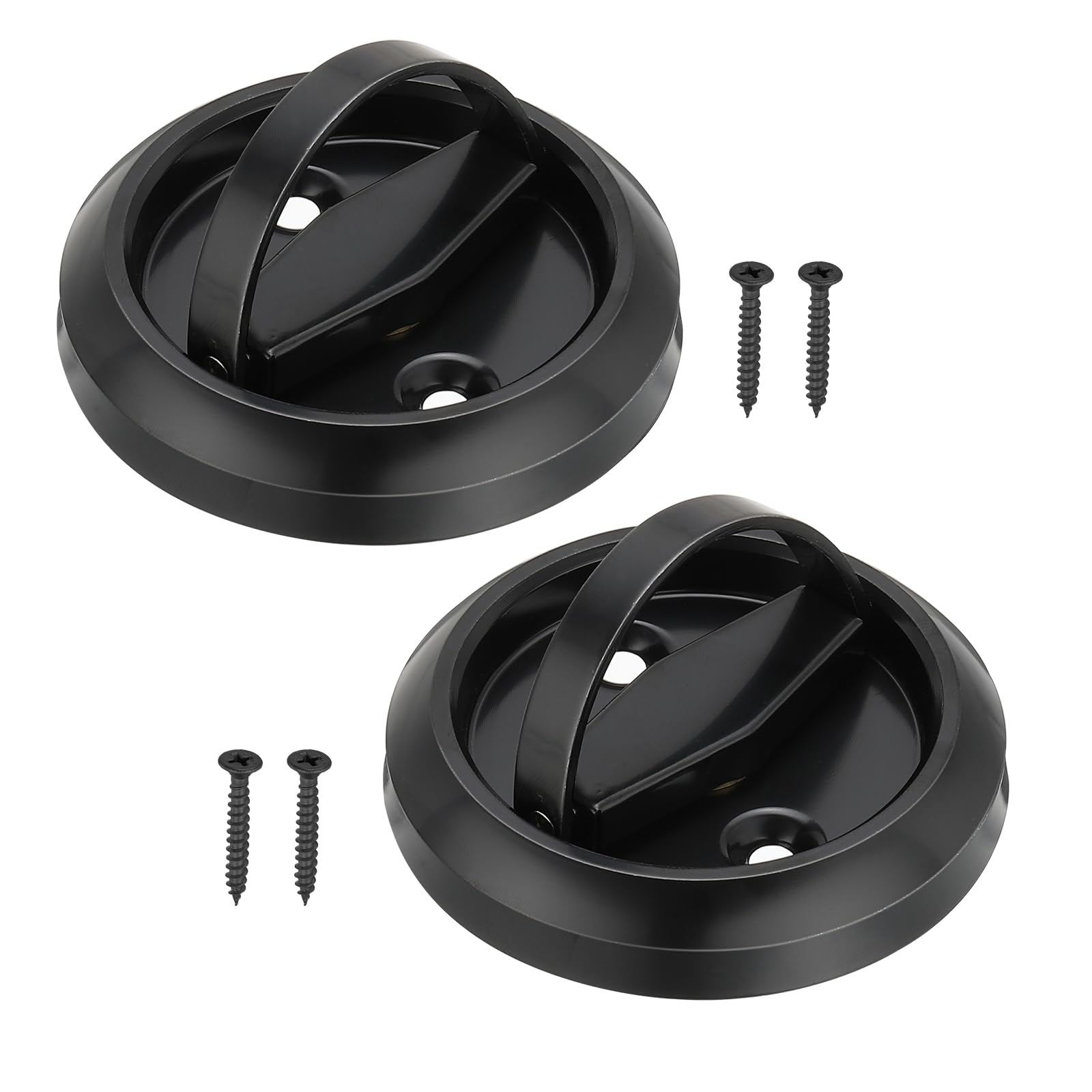 PATIKIL Recessed Door Handles, 2 Pcs Round Flush Pulls Stainless Steel Furniture Locks Hidden Embedded Fireproof Door Furniture Pull Black