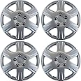 OxGord Hubcaps Wheel Covers - (Set of 4) Hub Caps Wheels Rim Cover - Car Accessories Silver Hubcap Standard Steel Rims - Snap On Auto Tire Replacement Exterior Cap (Silver, 15 Inch)