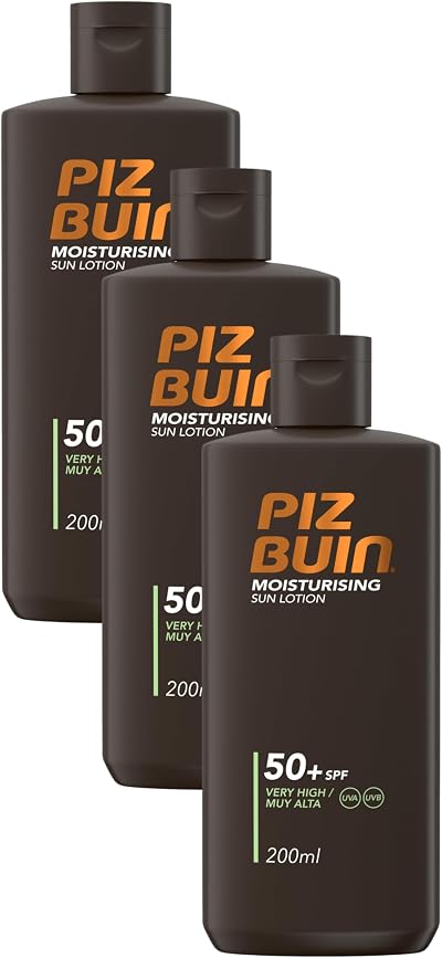 Piz Buin Moisturising Sun Lotion SPF50+ 200ml Pack of 3 - Packaging May Vary