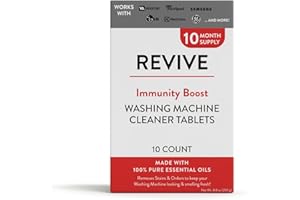 REVIVEEO Immunity Boost Washing Machine Cleaner Tablets 10ct by Revive Essential Oils - 10 Month Supply, Synthetic Fragrance Free, Stain & Odor Fighting, Essential Oils