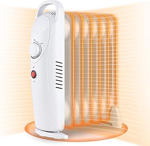 LIFEPLUS 700W Oil-Filled Heater, Electric Radiator Heater with Digital Adjustable Thermostat, Overheat Protection, Portable Space Heater for Room Indoor Office