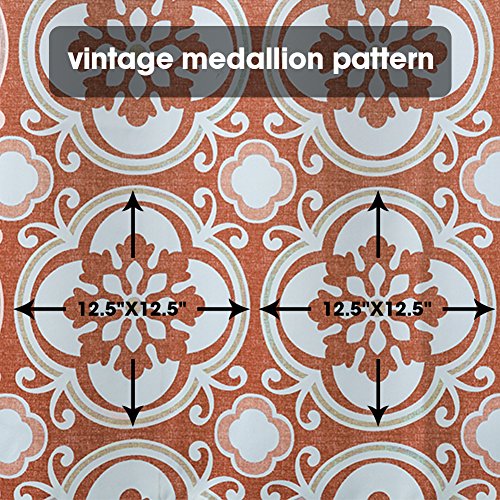 Haperlare Medallion Blackout Curtains,Medallion Print Thermal Insulated Blackout Window Curtains for Bedroom,Medallion/Floral Pattern Grommet Top Curtains - W52 x L63 Inch,2 Panels, Rust Red/Taupe - Thumbnail 4