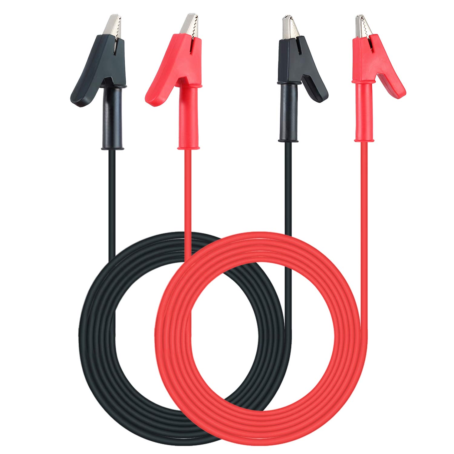 Double Ended Alligator Clips AMTOVL Crocodile Clip Wires Alligator Clips to Alligator Clips 2 Pcs Red Black Alligator Clip Cables Insulated Copper Alligator Clips Test Lead Set — image 1
