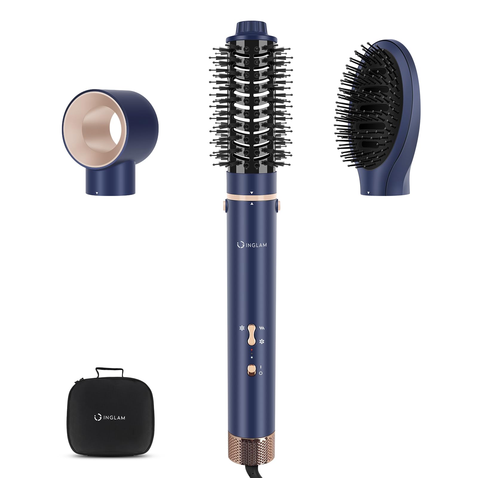 Photo 1 of IG INGLAM MegaAIR Styler Air Styling & Drying System, Professional Interchange Hair Dryer Brush 110,000 RPM Brushless BLDC Motor Ionic Hot Air Volumizing and Shape, Prussian Blue