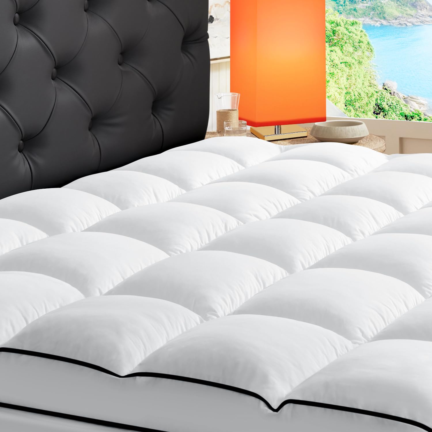 Photo 1 of PACK OF 3 USKRIGE King Mattress Topper, Extra Thick Cooling Mattress Pillowtop for Back Pain, Plush Mattress Pad Protector with 8-21 Inch Elastic Deep Pocket 6d Down Alternative Filling