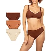 Subset Women's Organic Cotton Mid-Rise Bikini 3-Pack, Extended Sizes; 2XS-3XL, Natural Knickey Underwear, Breathable Undies