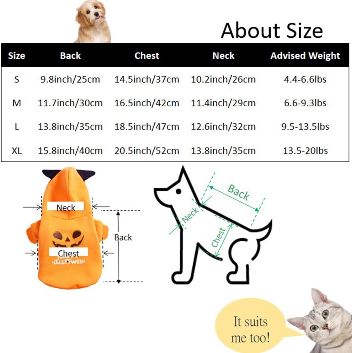 Halloween Pumpkin Pet Hoodies Costumes for Dog Cat Dog Outfit Clothes for Holiday Festival Party Cosplay, Black - Image 3