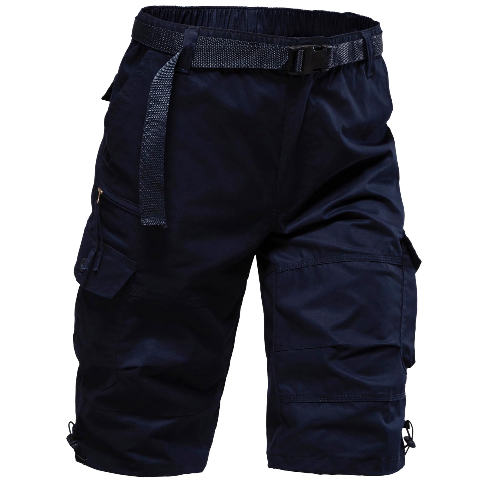 Photo 1 of Mylldey Men's Cargo Shorts 3/4 Relaxed Fit Mens Running Shorts 7 Pockets Elastic Waist Cotton Hiking Shorts (Navy, 3XL)