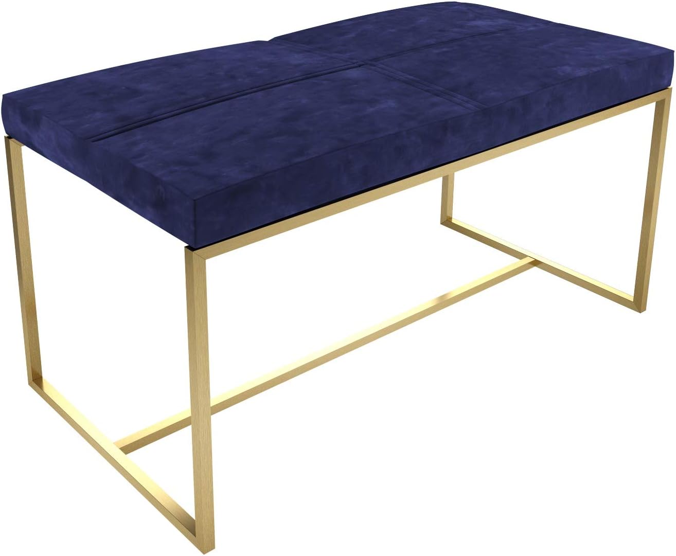 GillmoreSPACE Large Stool Midnight Blue Velvet With Brass Frame