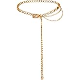 Sacina Gold-tone Chunky Chain belt, Waist Belly Chain, Gothic Goth Punk Grunge Emo Belt, Goth Accessories