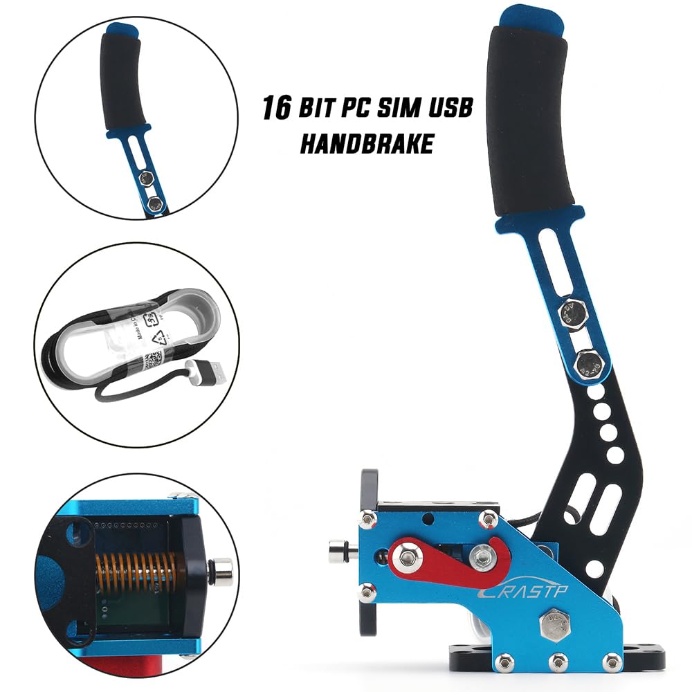 Photo 1 of RASTP 64Bit PC USB Handbrake for SIM Racing Games Logitech G27 G25 G29 T500 T300 FANATECOSW LFS DIRT RALLY.2,Blue,Without Clamp