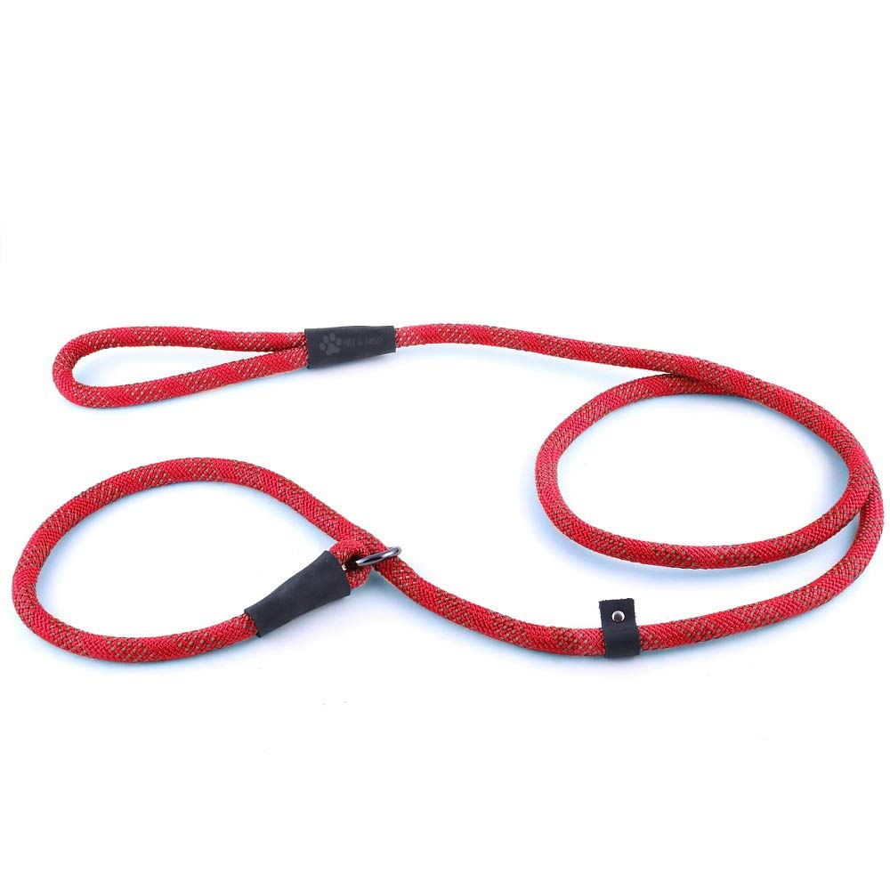 Max and Neo Rope Slip Lead Reflective 5 Foot - We Donate a Leash to a Dog Rescue for Every Leash Sold (5 FT x 1/2", RED)