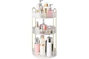 BROTHERSBOX 360° Rotating Makeup Organizer for Vanity, 3 Tier Perfume Organizers Skincare Organizers and Storage for Bathroom Countertop, Spinning Cosmetic Organizer for Bedroom Dresser Counter, Clear