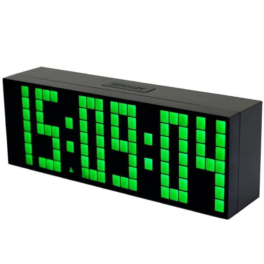Redlution Digital Large Big Jumbo LED snooze wall desk Alarm clock with Thermometer Calendar timer indoor