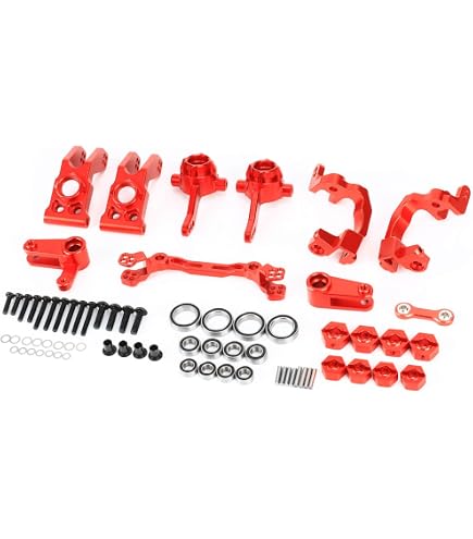 GPM Racing Aluminium 7075 Front Steering Block Knuckle Arms Rouges Pour Arrma 1:10 & 1:8 - Pièces Upgrade