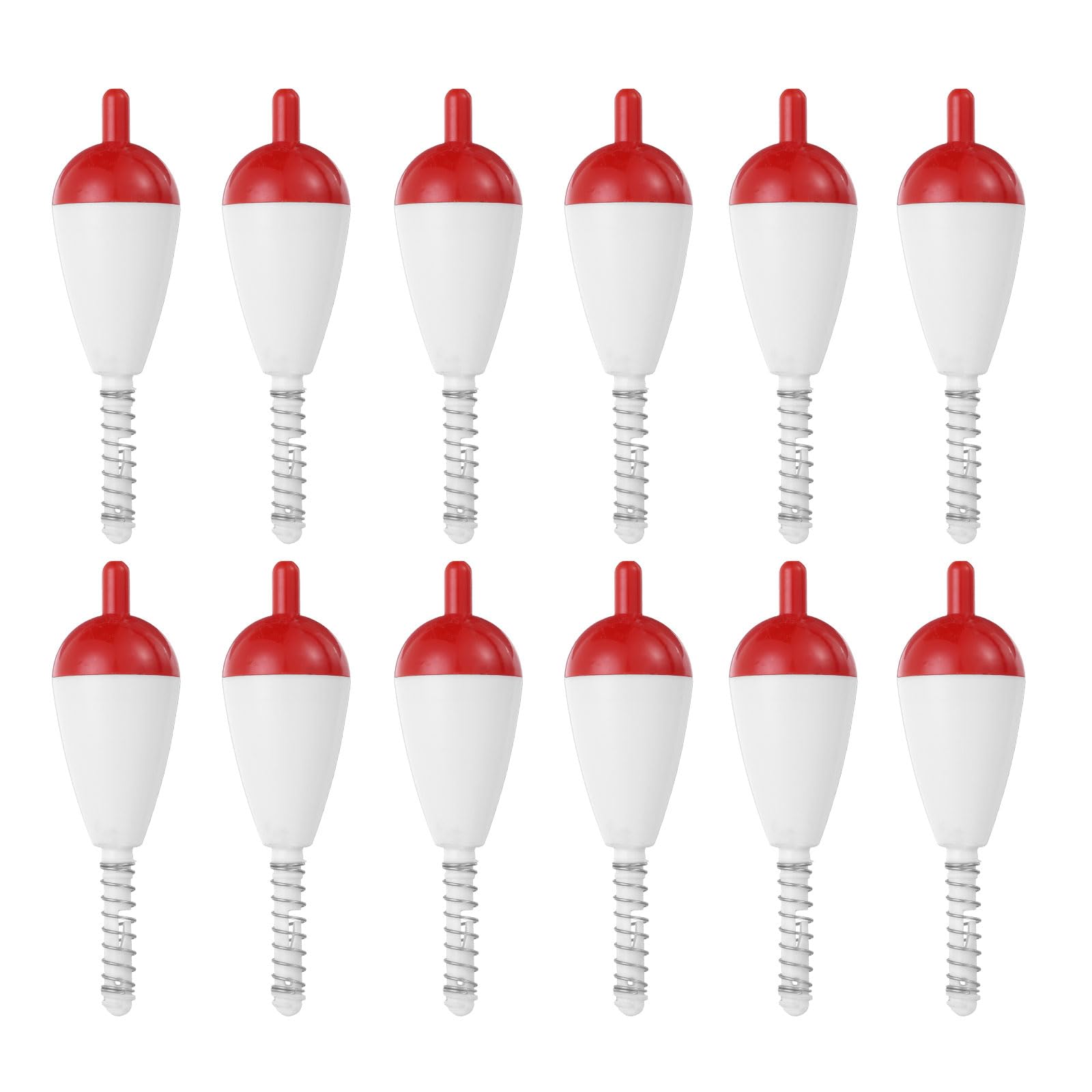 PATIKIL Fishing Float Bobbers, 15 Pack Hard ABS Oval Stick Spring Slip Bobber for Crappie Trout Bass Fishing, Red