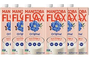 Manitoba Milling Company Original Flax Milk| Unsweetened | 3000mg ALA OMEGA-3 | 2 Tbsp Flaxseed per Serving | 4g Protein & 3g Fiber | Non-GMO, Plant-Based, Non-Dairy| Shelf-Stable, 32 oz (Pack of 6)