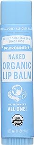 Dr. Bronner's Magic Soaps Organic Naked Unflavored Lip Balm, 0.15 Ounce