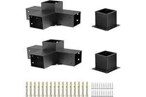 TOMCHY Pergola Bracket 4x4 - pergola kit ( (Actual: 3.5x3.5 inches )) 4 - Ways Heavy Duty Woodworks Pergola kit Modular Modern DIY Elevated Wood Stand kit Includes 2 Bracket Shoulders 2 Boots…