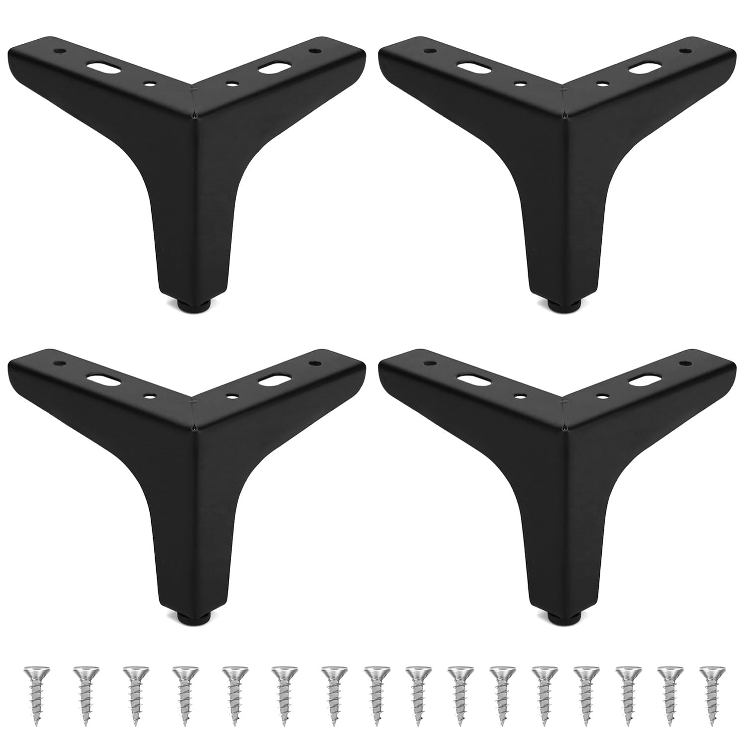 QWORK® 4 inch/10cm Black Furniture Legs, Set of 4 Modern Furniture Feet Sofa Furniture Riser Replacement Feet for Cabinet Cupboard Sofa Couch Chair Ottoman, Black