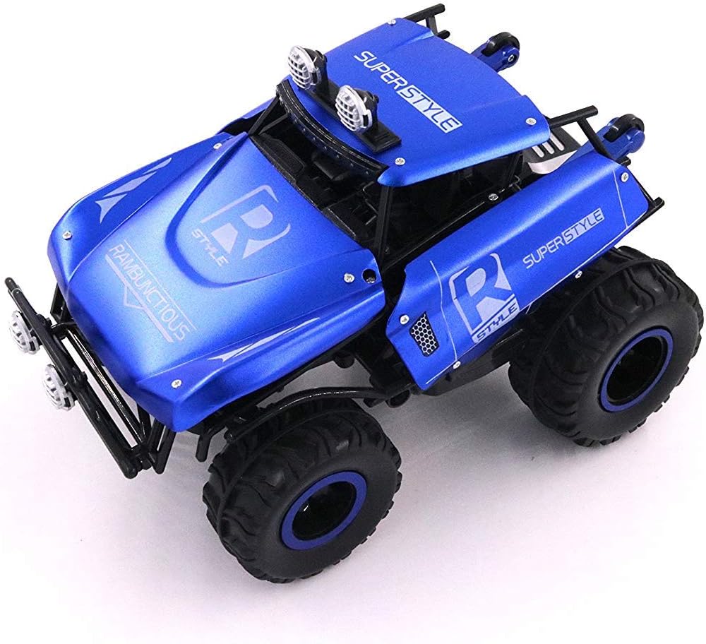 SZJJX 1/16 Scale 2WD RC Stunt Car 12MPH+ 2.4Ghz Off Road Radio Remote Control Monster Crawler Trucks Fast Electric Race Buggy 360 Degree Flips with LED Light and Sound, Blue