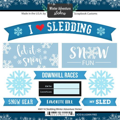 Sledding Winter Adventure Cardstock Scrapbook Stickers (61166)