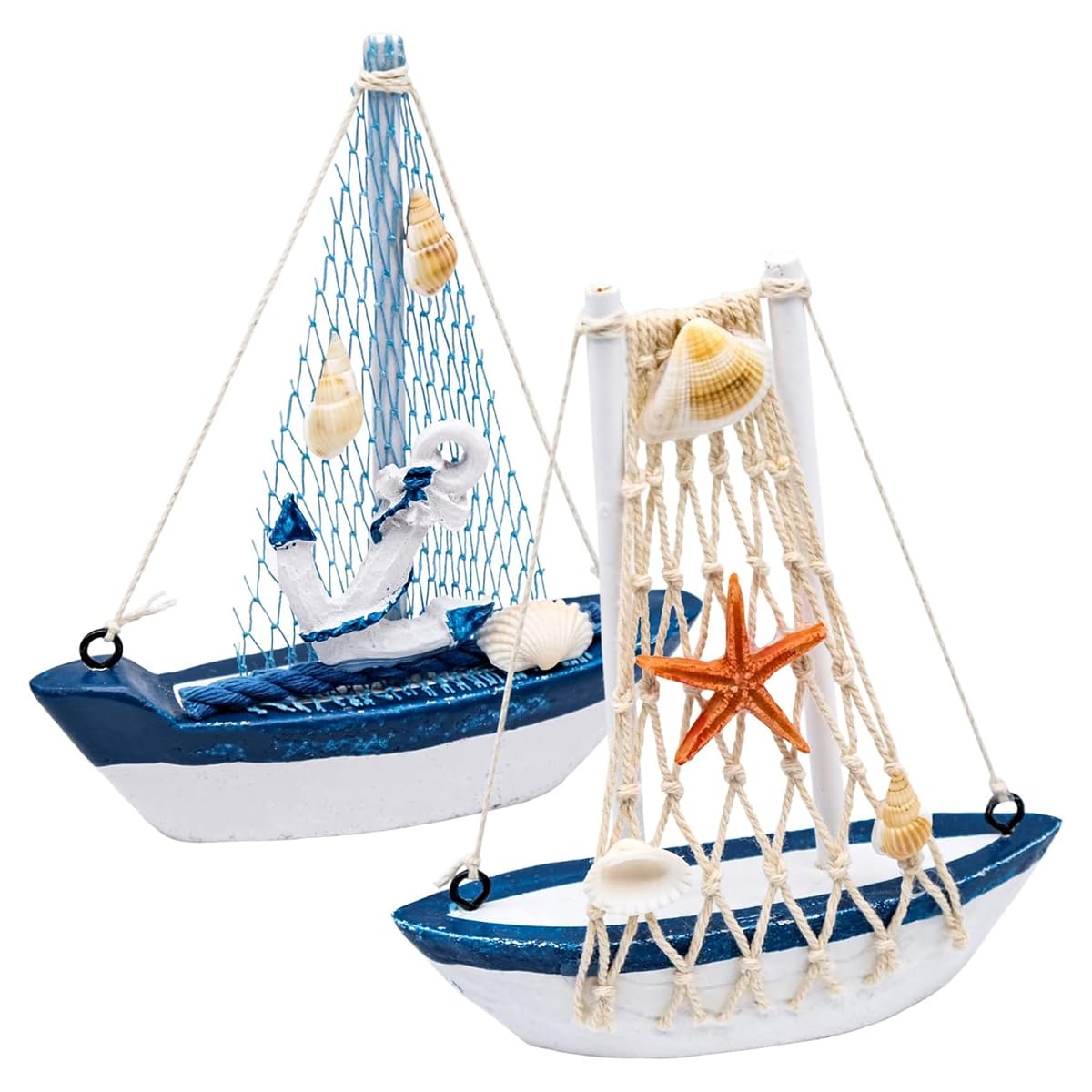 Nicear 2 Pieces Mini Sailboat Decor Maritime Little Boats Ornaments Nautical Sailing Ship Boat Model For Bathroom