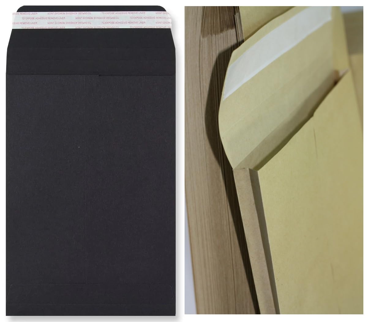Black Gusset Envelopes Heavy Duty 125gsm Strong 25mm Expanding Archive Width Peel & Seal Envelopes, Paper Mailing Bags Pack of 25 (C6 162x114x25mm)