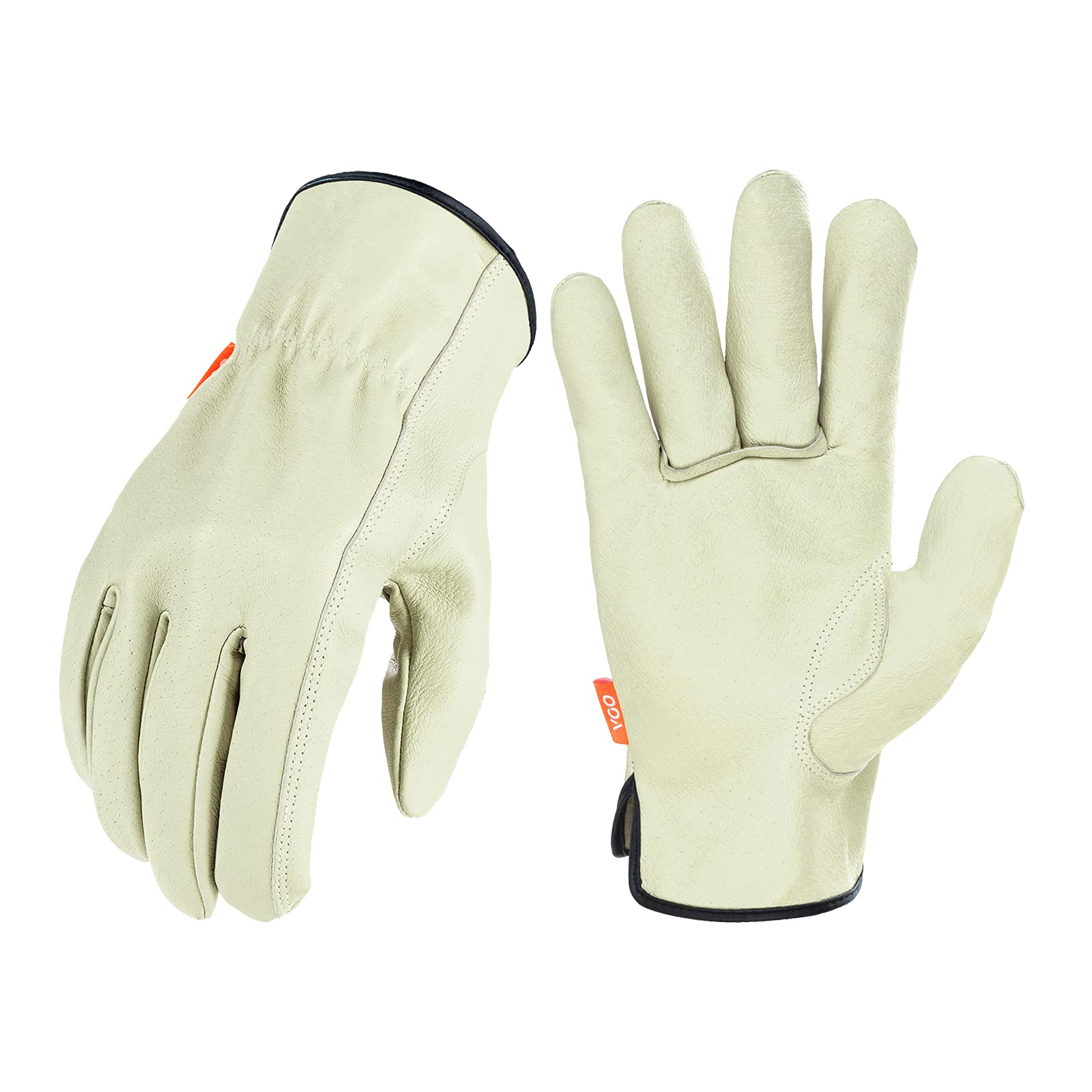 Vgo... 1 Pair Ulined Pigskin Leather Safety Work Gloves Men,Rigger Gloves,Builder Gloves(PA9501)