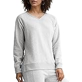 DIKGROP Women's Long Sleeve Sweatshirt, V Neck Pullover Tops with Side Slits Loose Fit Front Short Back Long Outfits